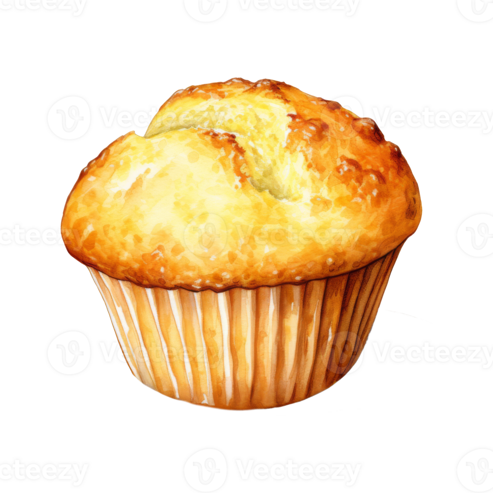 A Golden-Brown, Delicately-Textured, Baked Muffin in Paper Liner png
