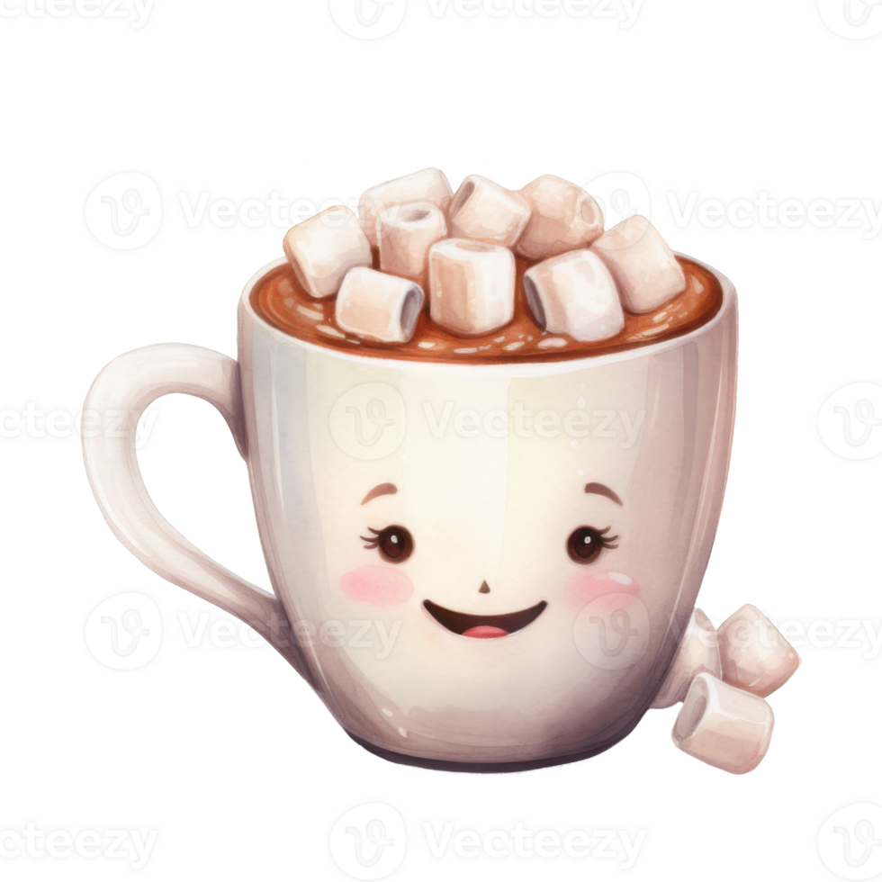 A cheerful mug brimming with hot cocoa and fluffy marshmallows. png