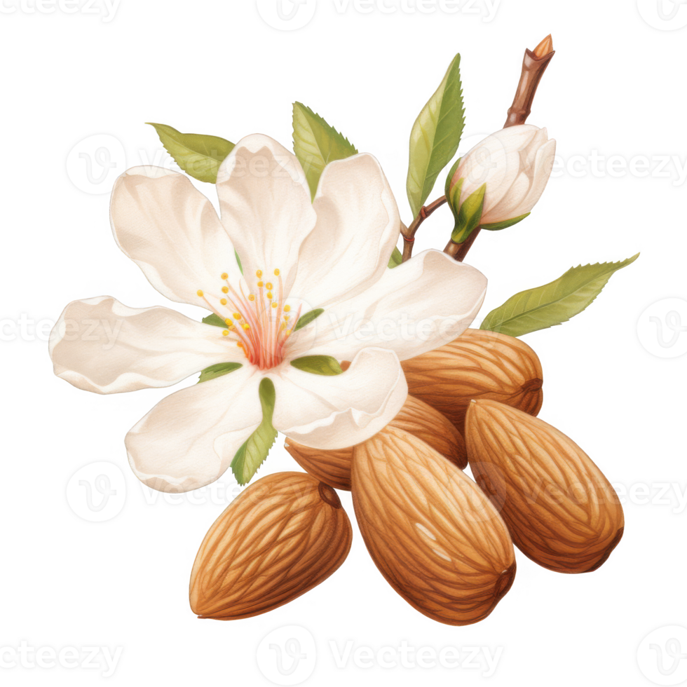Almond Blossom and Ripe Almonds A Delicate Spring Harvest png