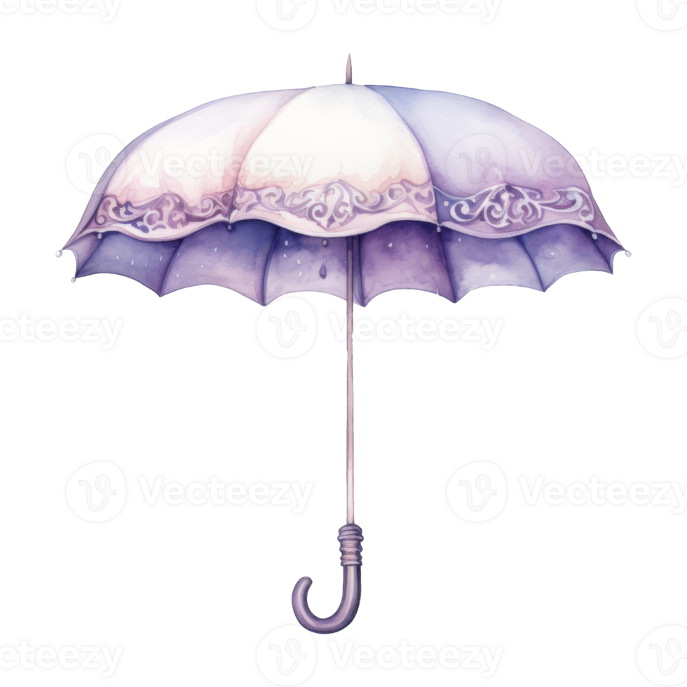 Ornate Purple Umbrella with Sparkling Rain Droplets Falling Below png