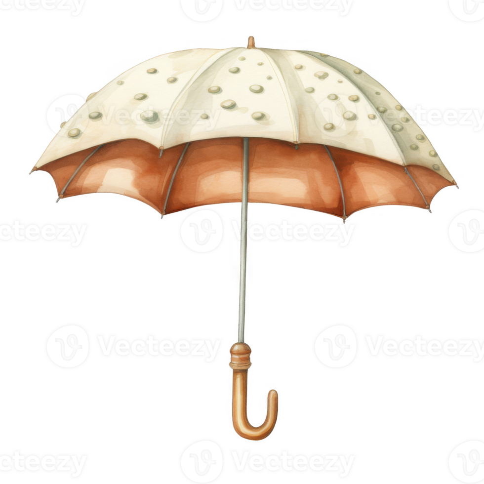 Watercolor Illustration of a Two-toned Umbrella with Decorative Spots png