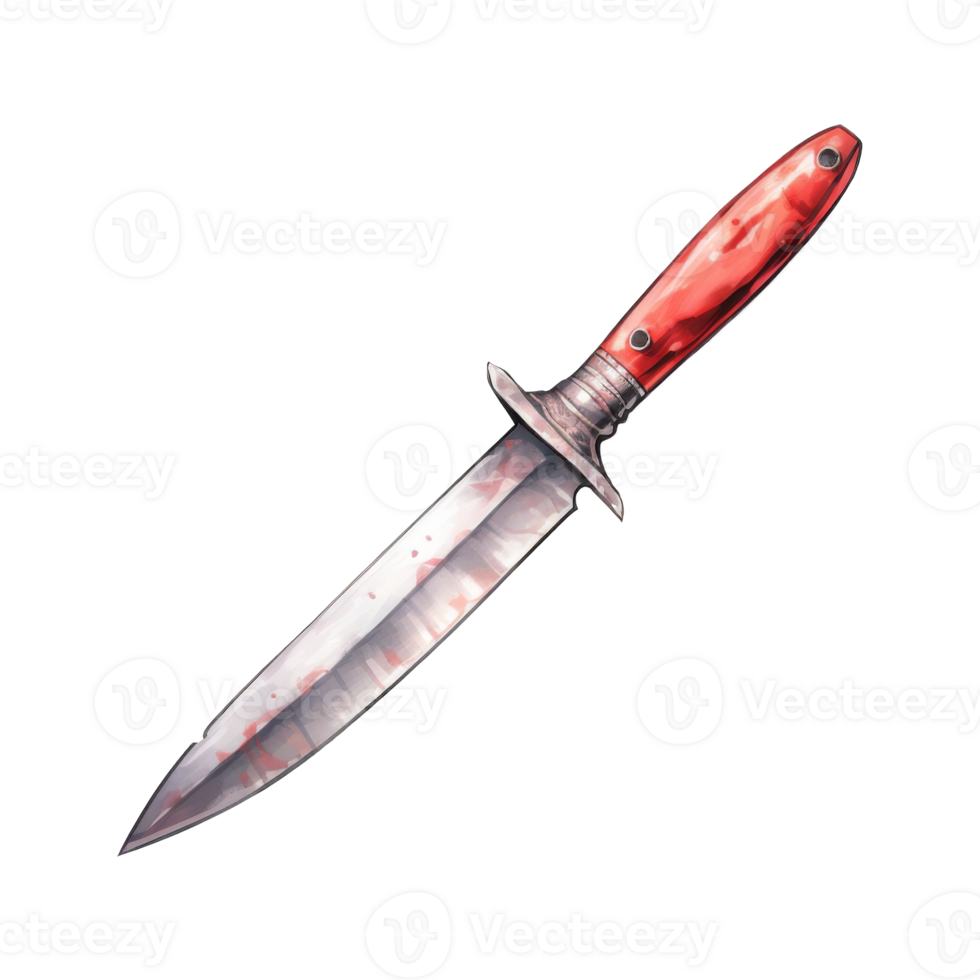 Bloodstained Dagger with Red Handle, Detailed Illustration png