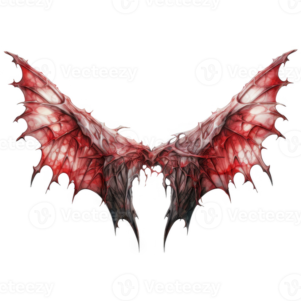 Ghastly, Crimson Dragon Wings with Intricate, Veined Structure png