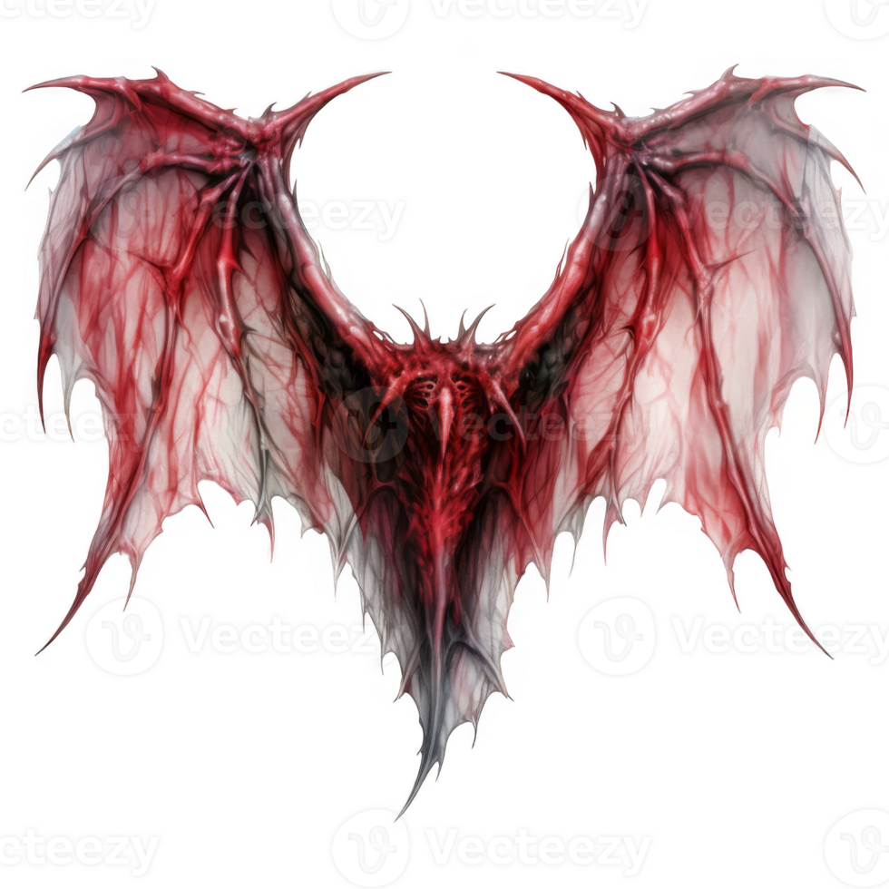 Crimson Demon Wings A Digital Painting of a Fleshy, Winged Creature. png