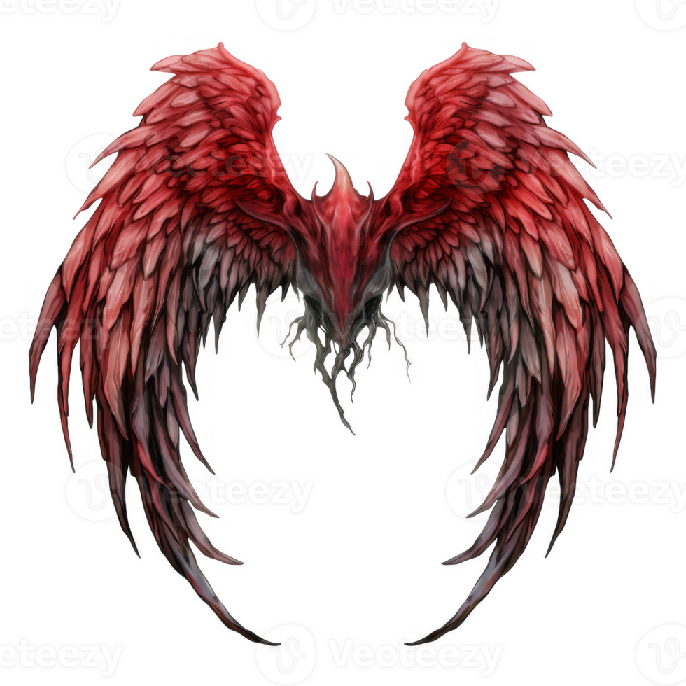 Crimson Avian Wings A Majestic Digital Painting of a Mythical Bird's Back png