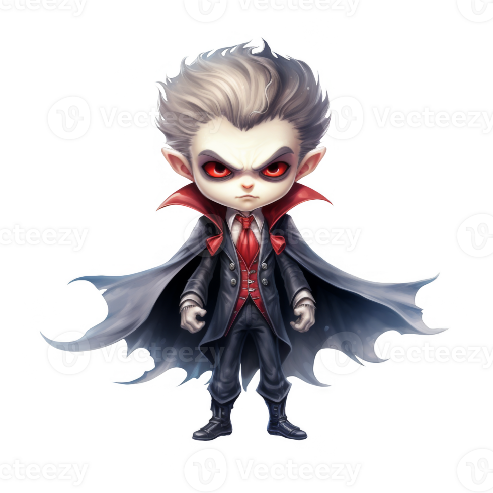 A Grim-Faced, Young Vampire in a Tailored Suit and Cape png