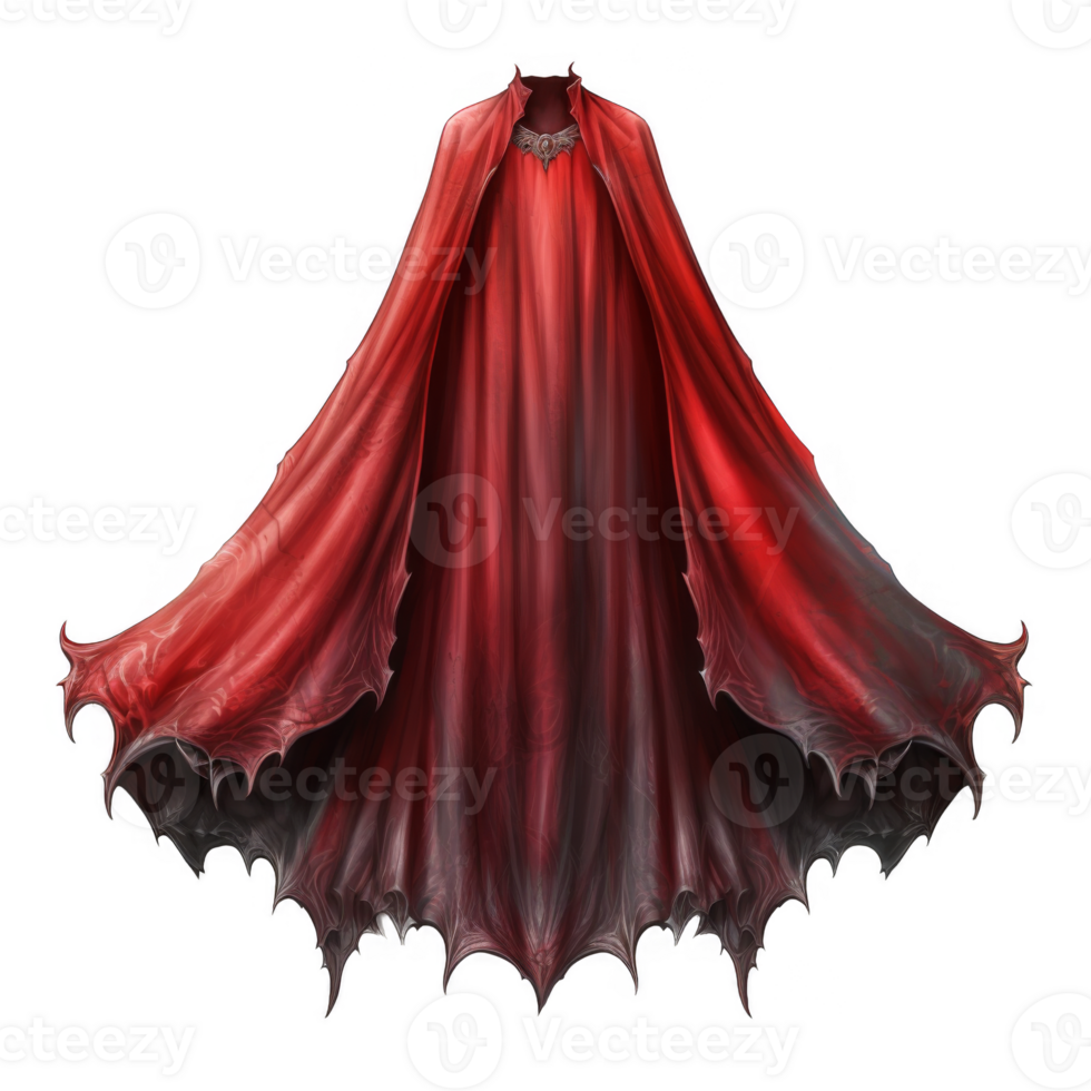Intricately Detailed Crimson Cape with Ornate Hem and Clasp png
