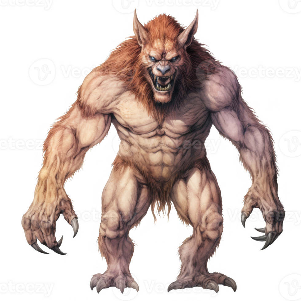 Powerful, Ferocious Beast with Reddish-Brown Fur and Sharp Claws png