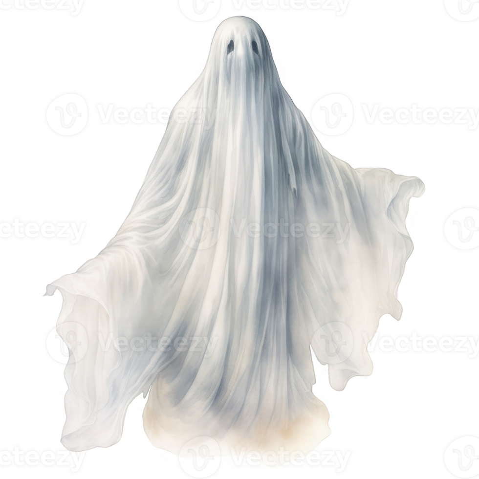 Ethereal White Ghost Figure in Flowing Sheet, Spectral Apparition png