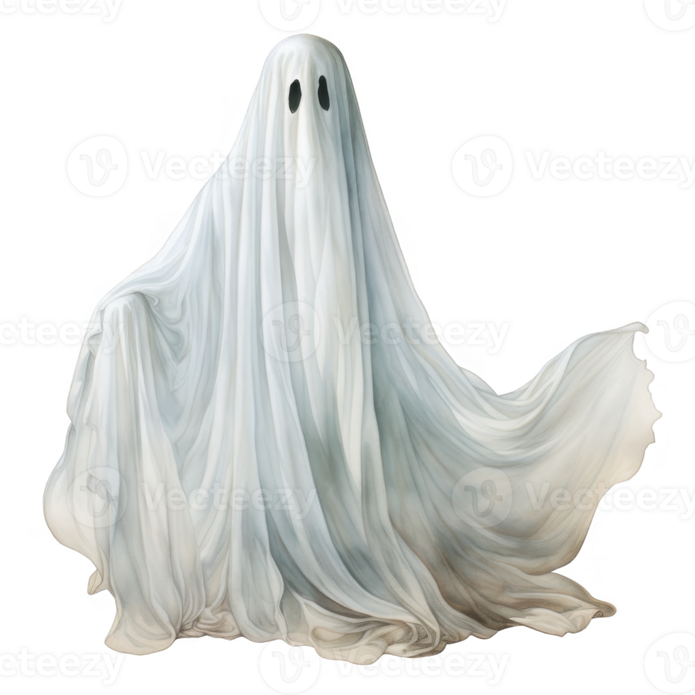 A spectral apparition, draped in ethereal white fabric, floats serenely. png