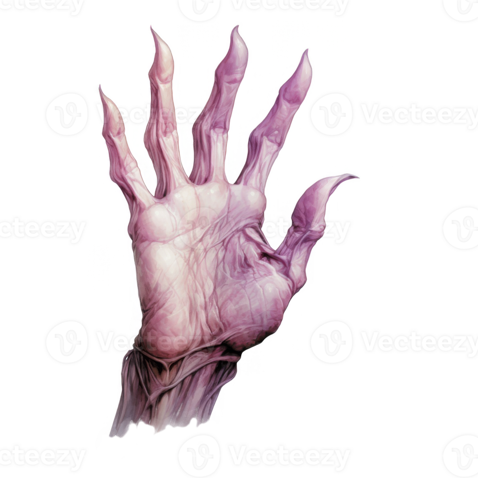 Glitched Surreal Hand with Sharp Claws Reaching Outward png