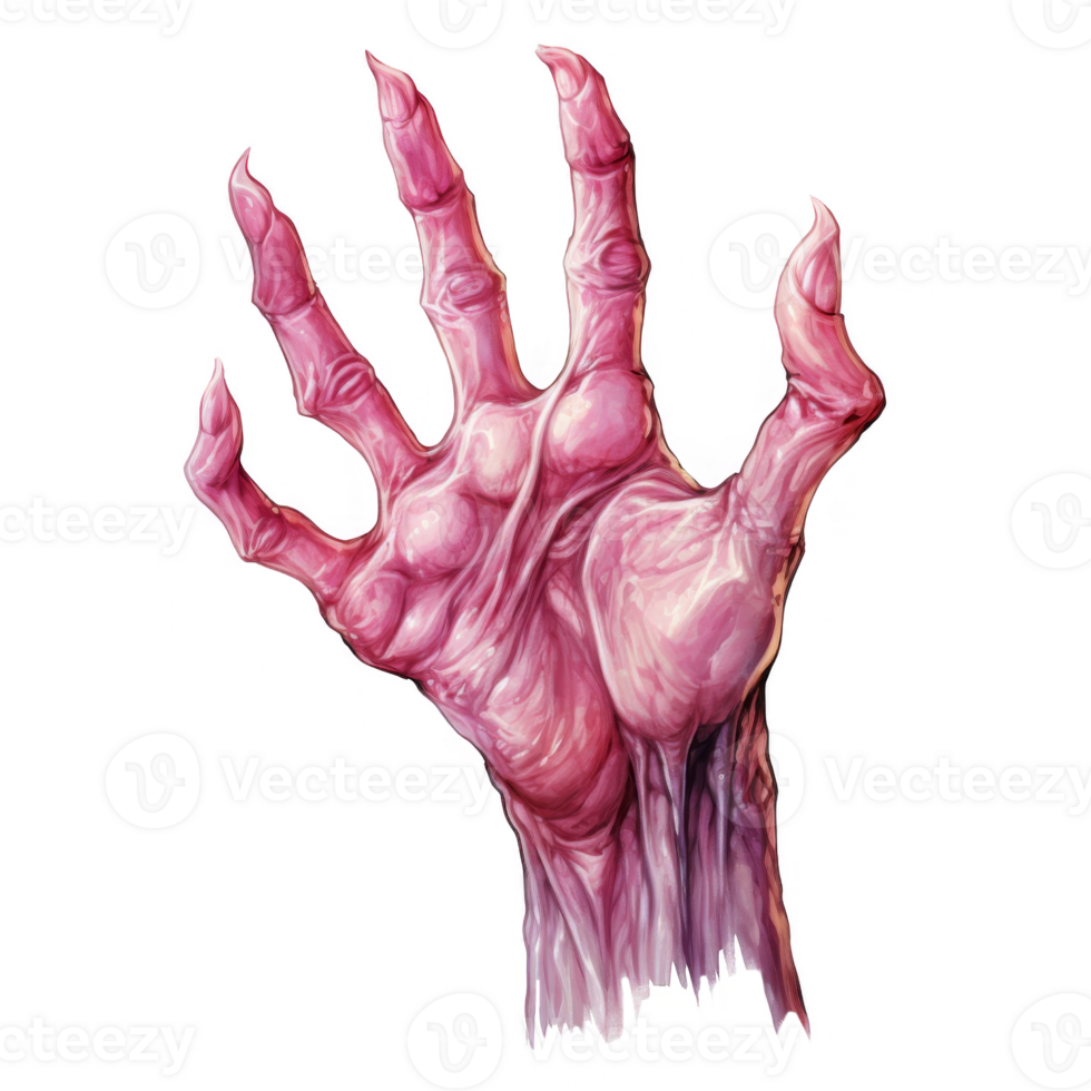 Glitching Flesh Hand Reaching from a Digital Abyss png