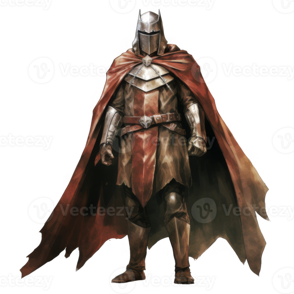 A Red-Clad Knight in Full Plate Armor, Majestic and Imposing png