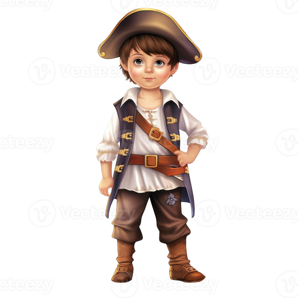 A Cute Toddler Dressed in a Pirate Costume, Standing Proudly. png