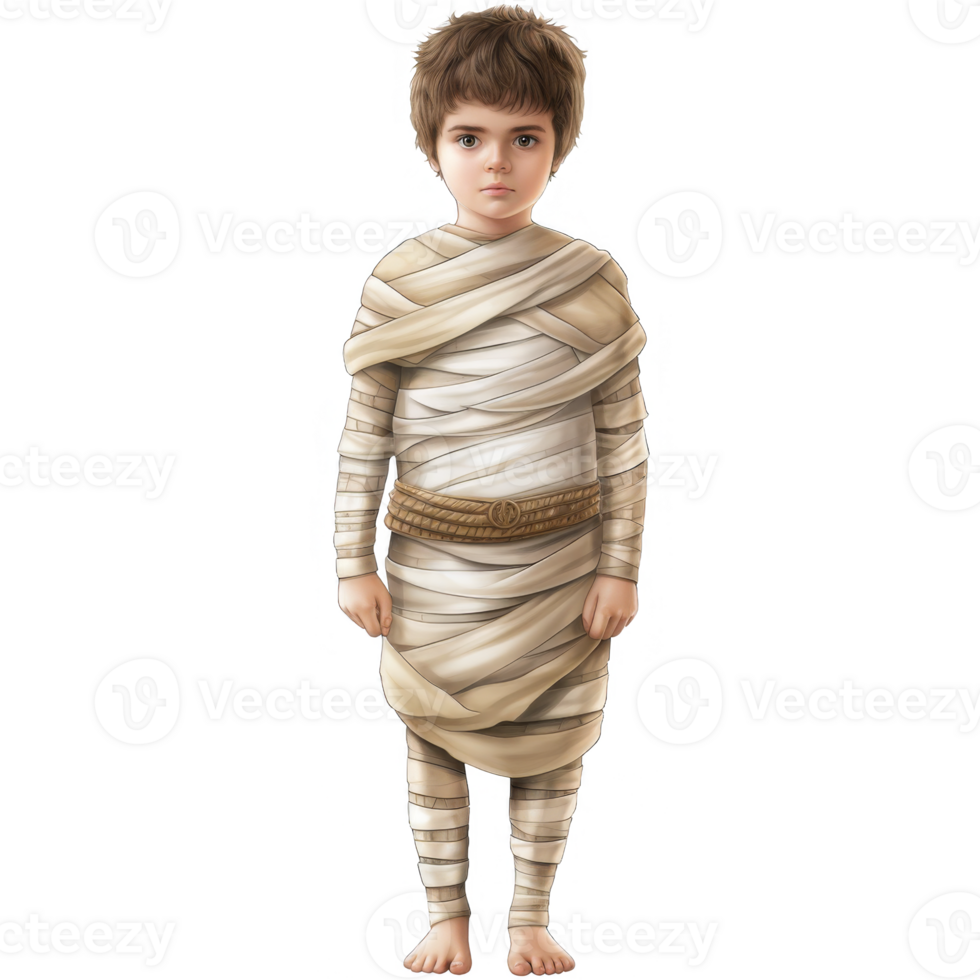 Young Boy Dressed in Mummy Costume for Halloween png
