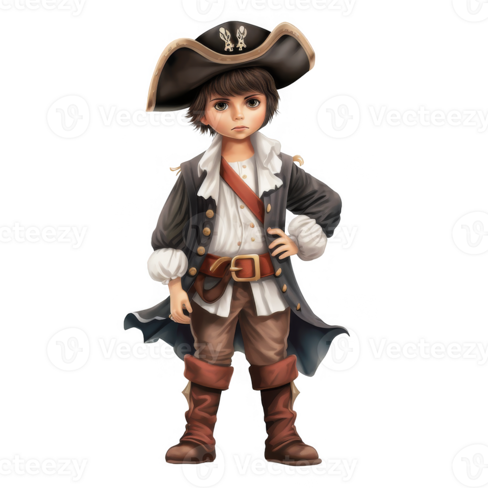 A Young Boy Dressed in a Dapper Pirate Costume png