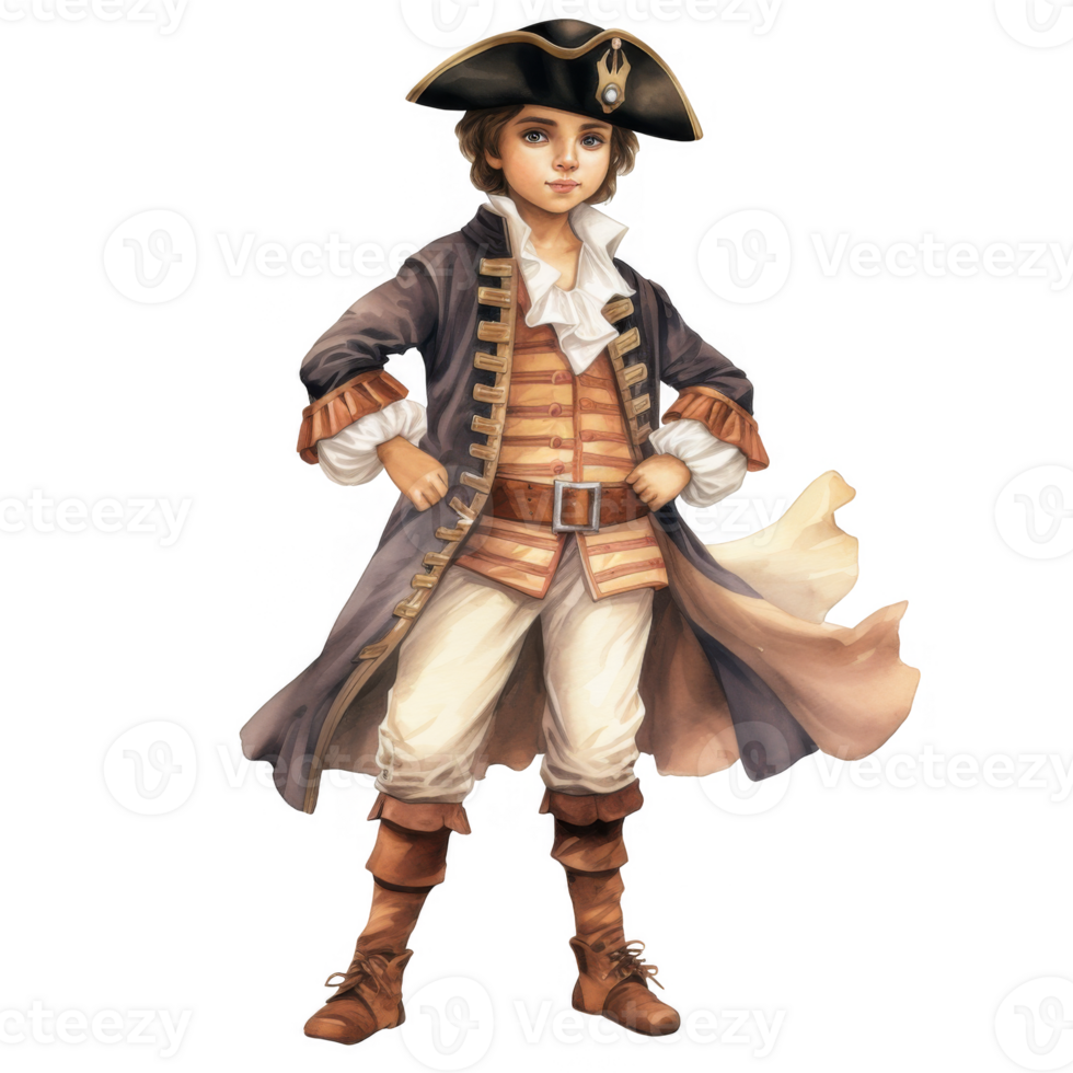 A Young Boy Dressed in an Elaborate 18th-Century Captain's Uniform png