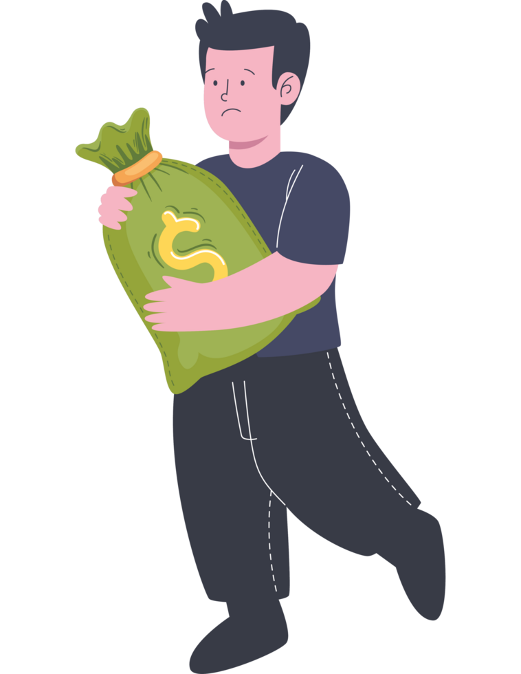 business man with money bag png