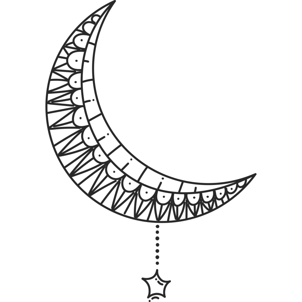 crescent moon with star png