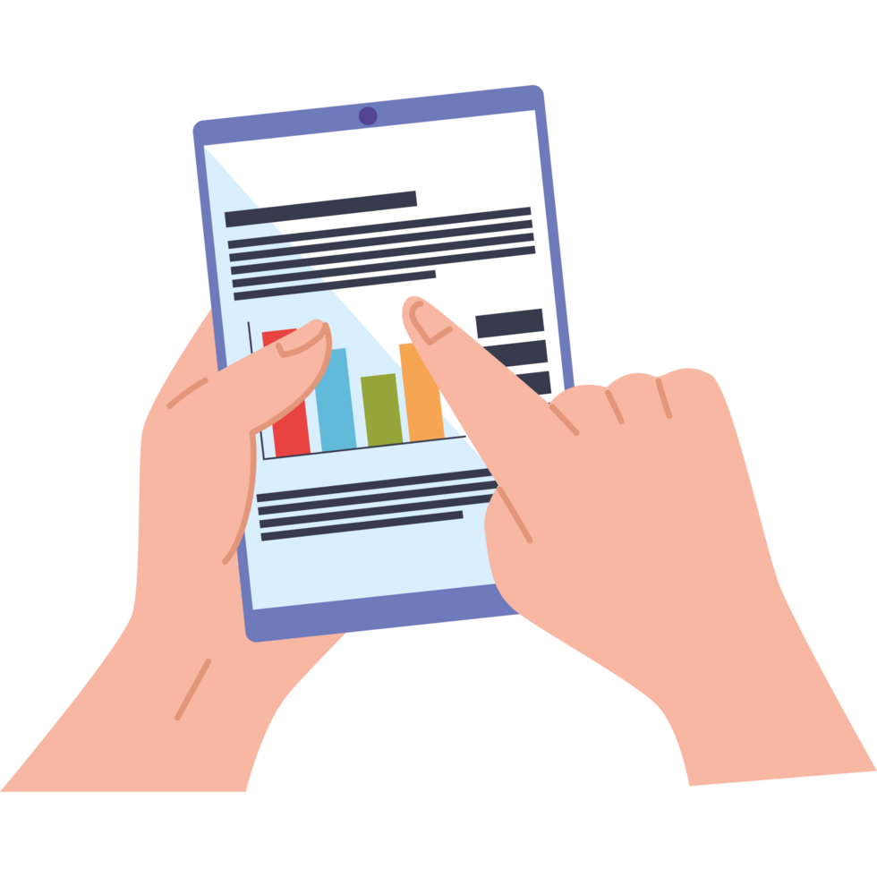 hands using tablet png