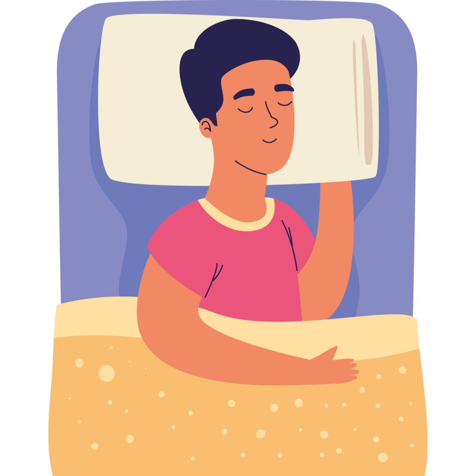 man sleeping in bed png