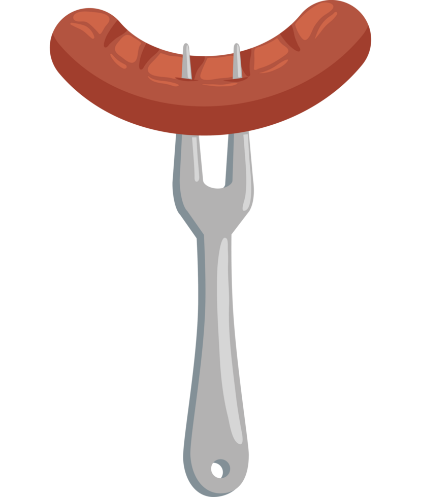 fork grill cutlery with sausage png
