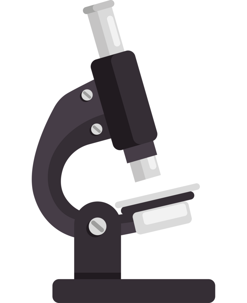 Scientist analyzing liquid with microscope for research. png