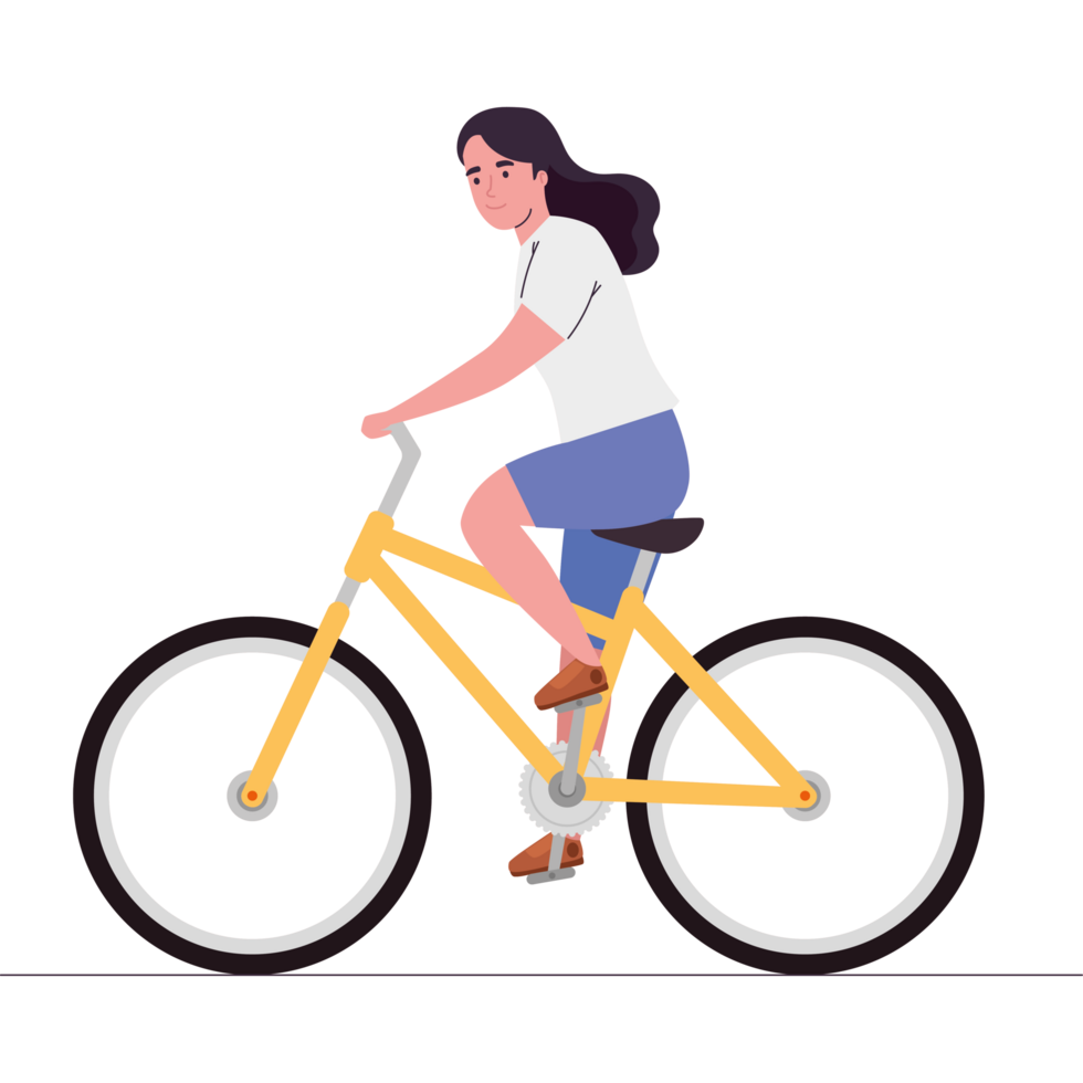 Young woman cycling for fun png