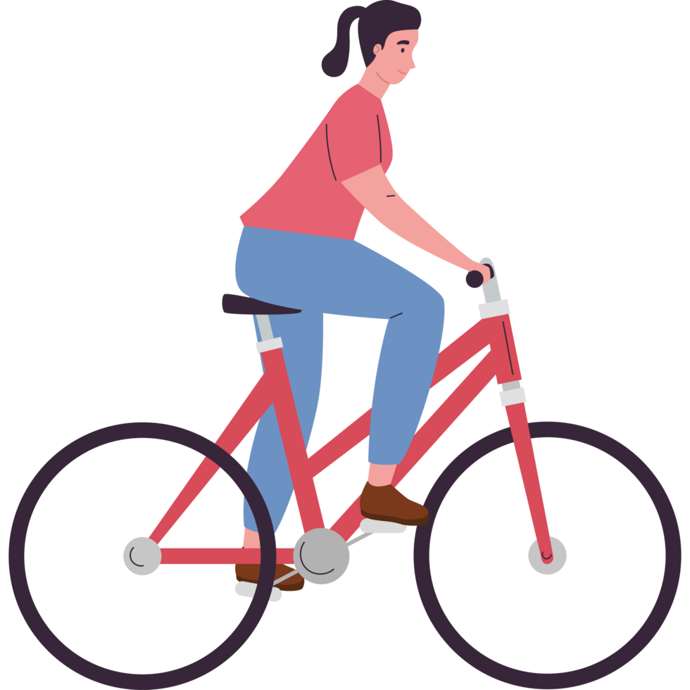 woman riding bicycle for fun png