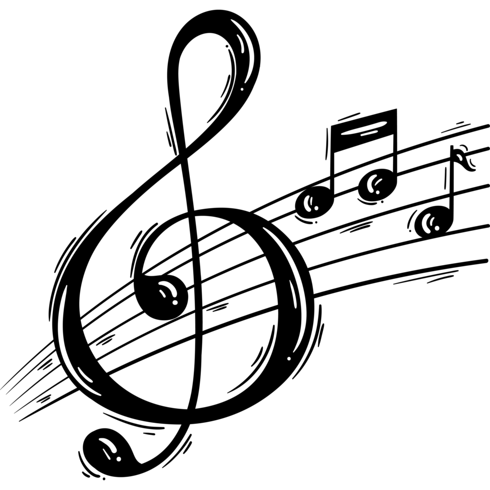Grunge classical musical notes png