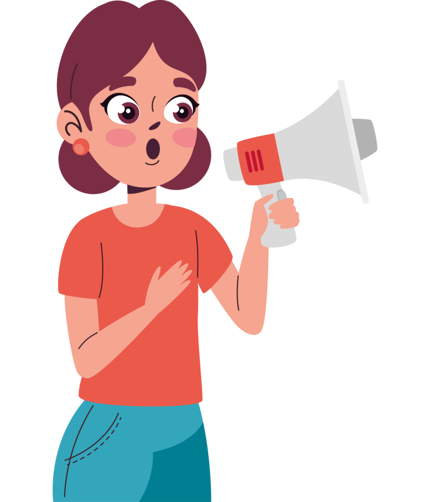 girl speaking with megaphone png