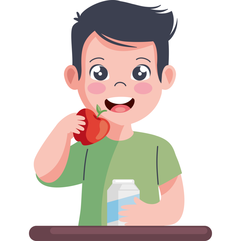 kid eating fruit png
