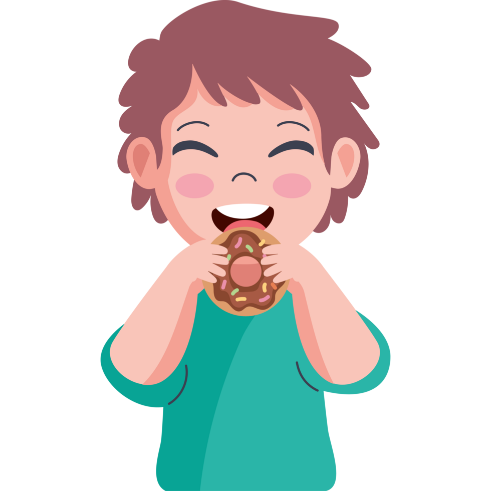 kid eating a donut png