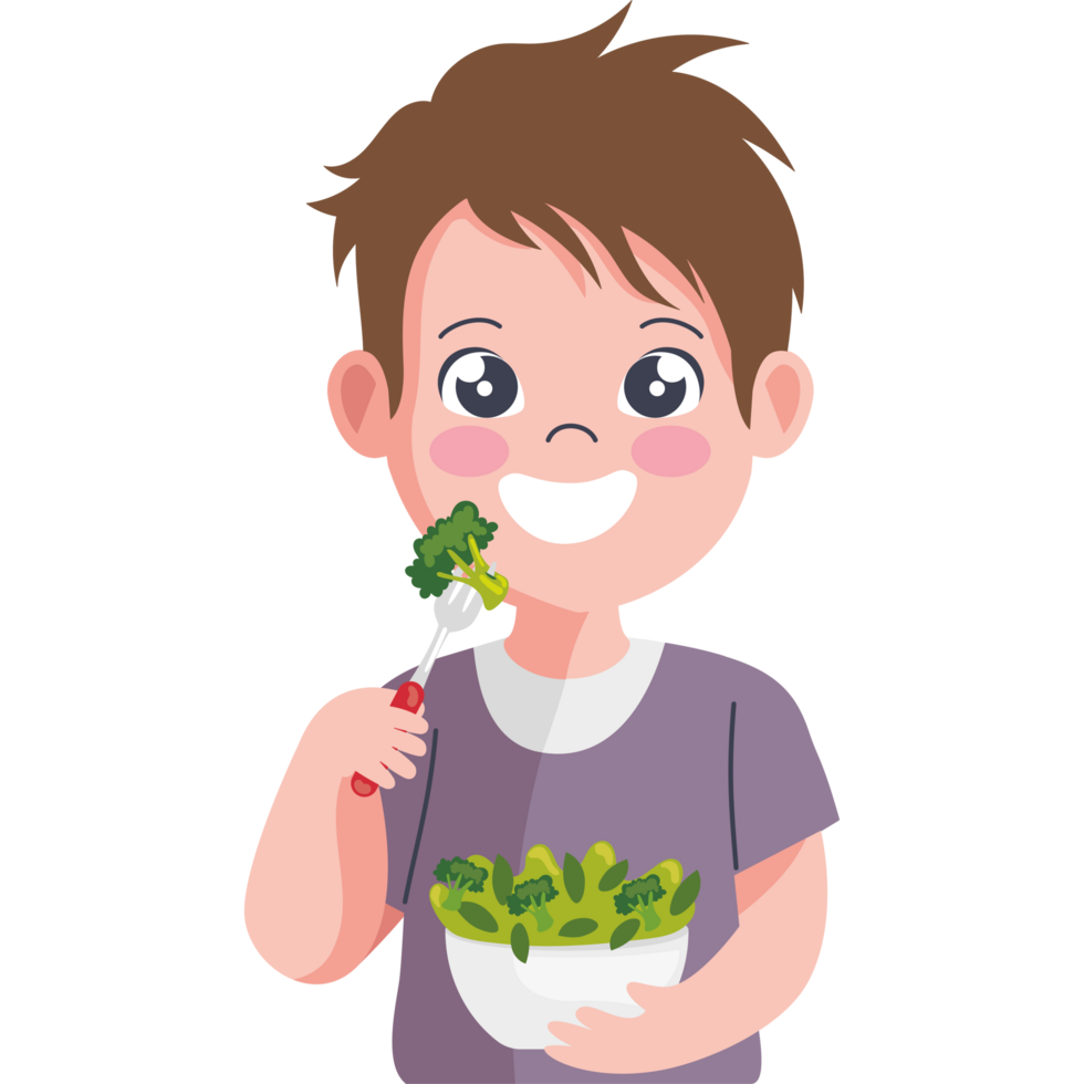 kid eating salad png