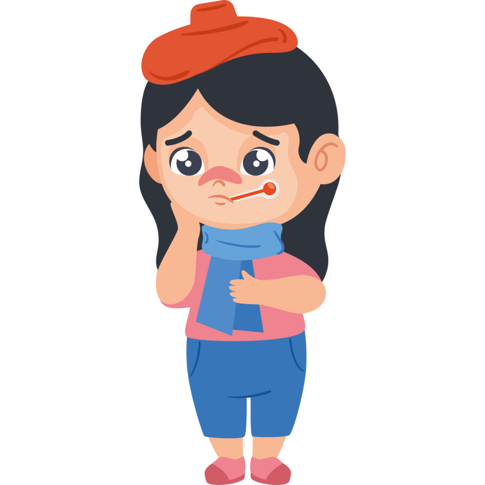 kid sick with fever png