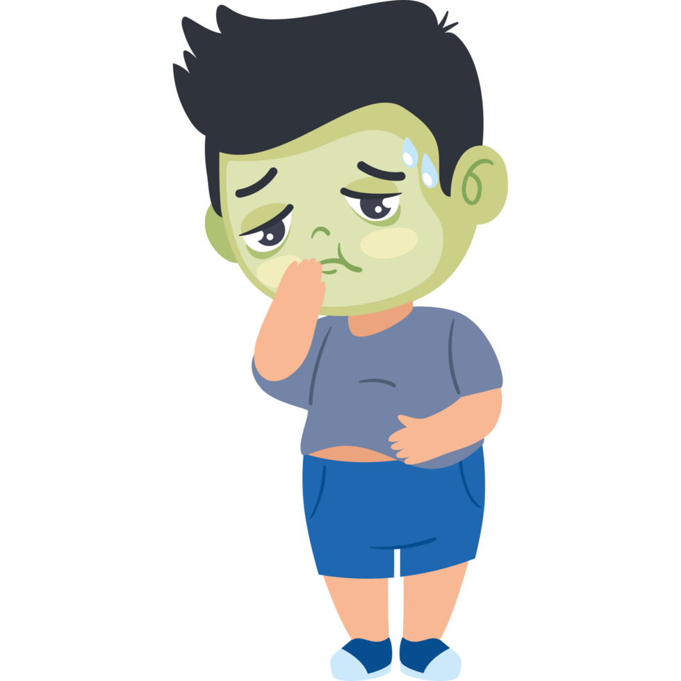 kid sick with nausea having green face png