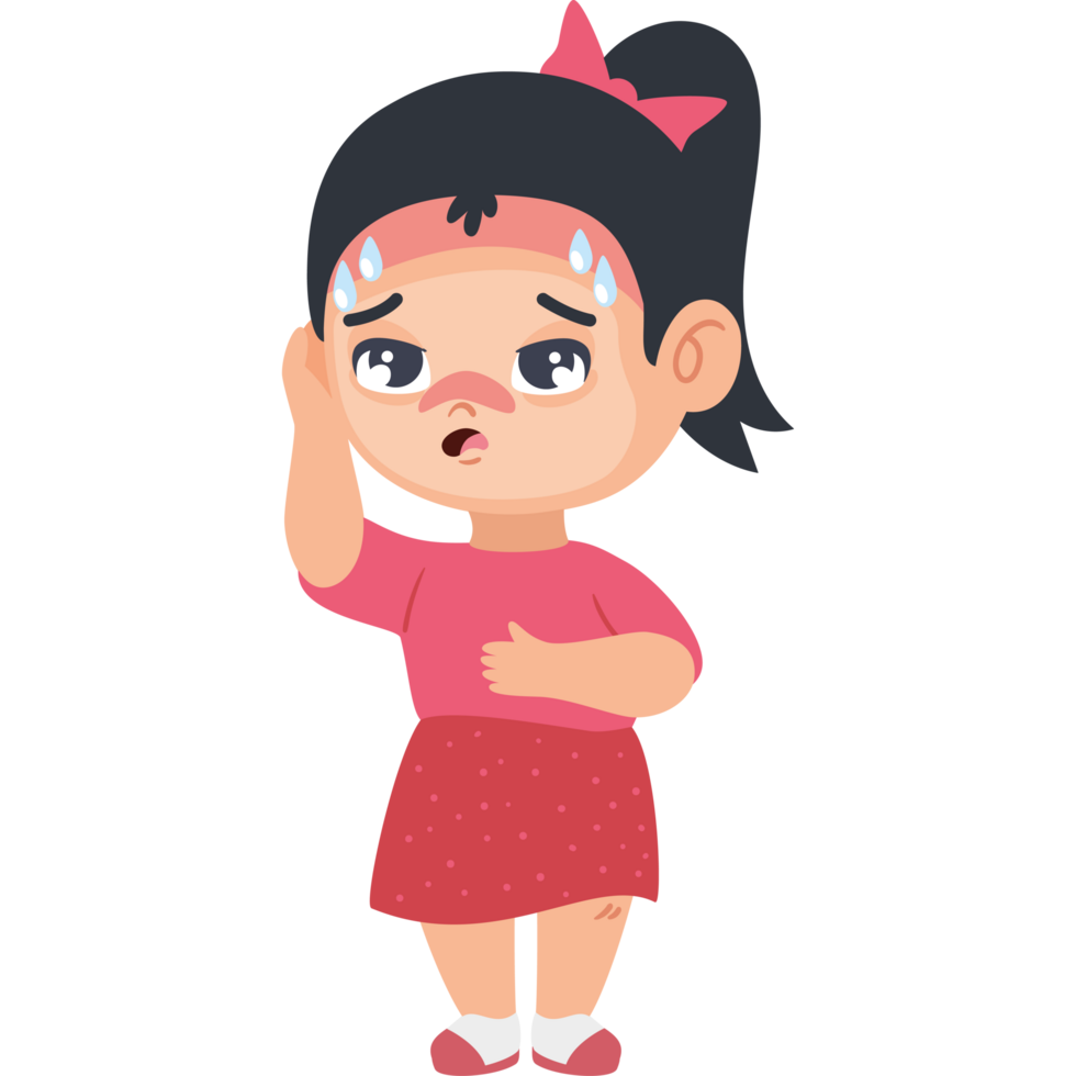 kid sick with fever and sweating png
