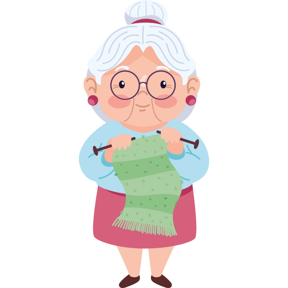 grandma happy knitting png