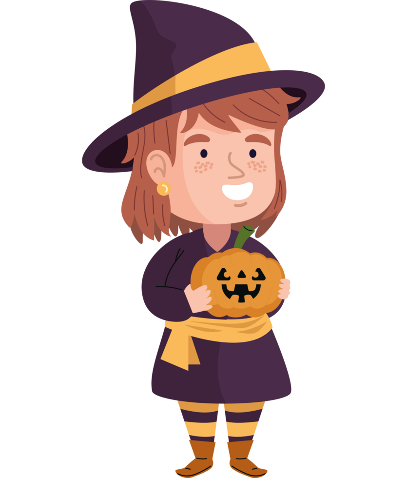 halloween witch holding pumpkin png