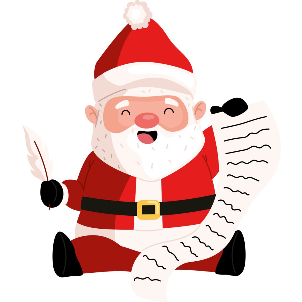 santa claus with wish list png