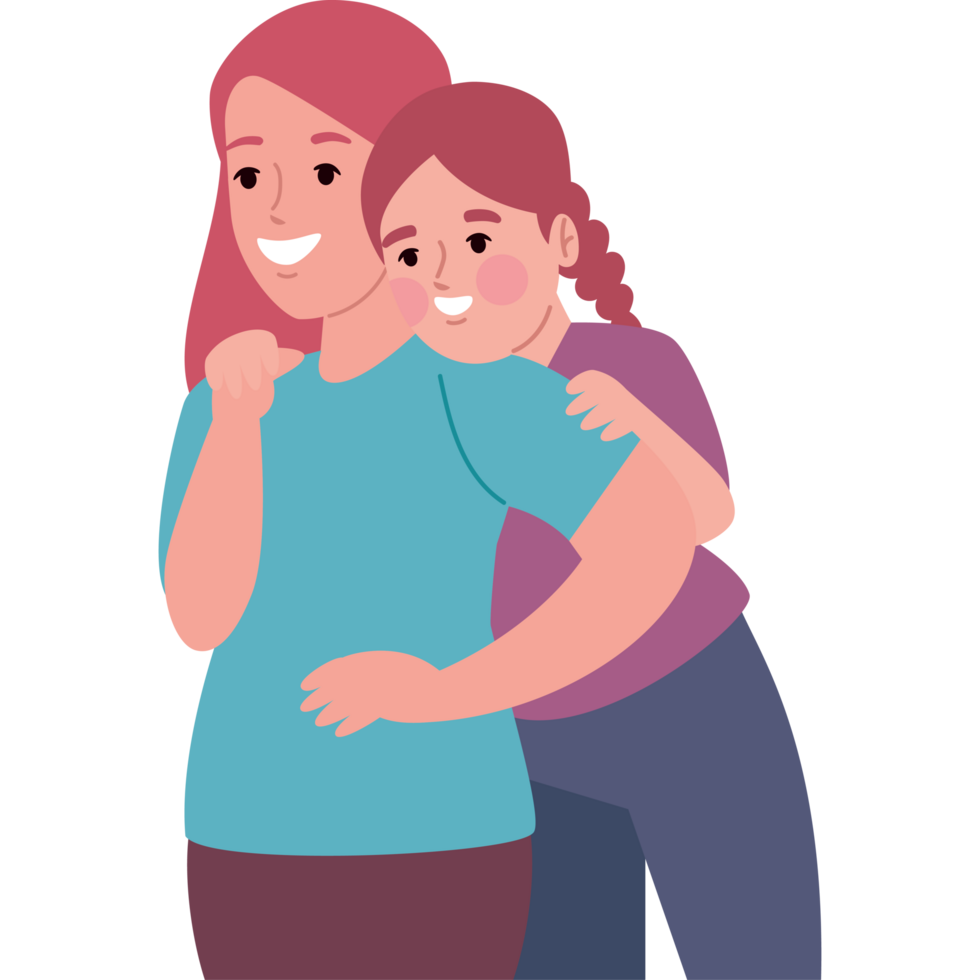 mother hugging daughter happy png