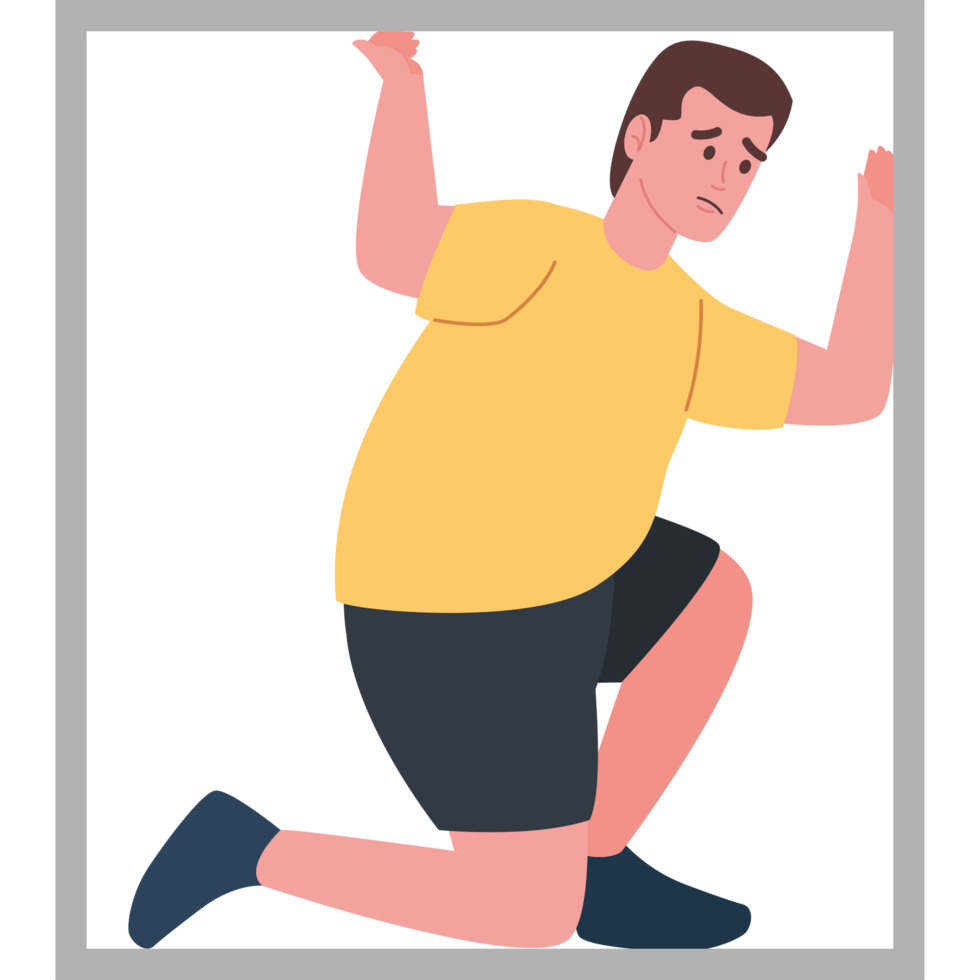 scared man suffering claustrophobia disorder png