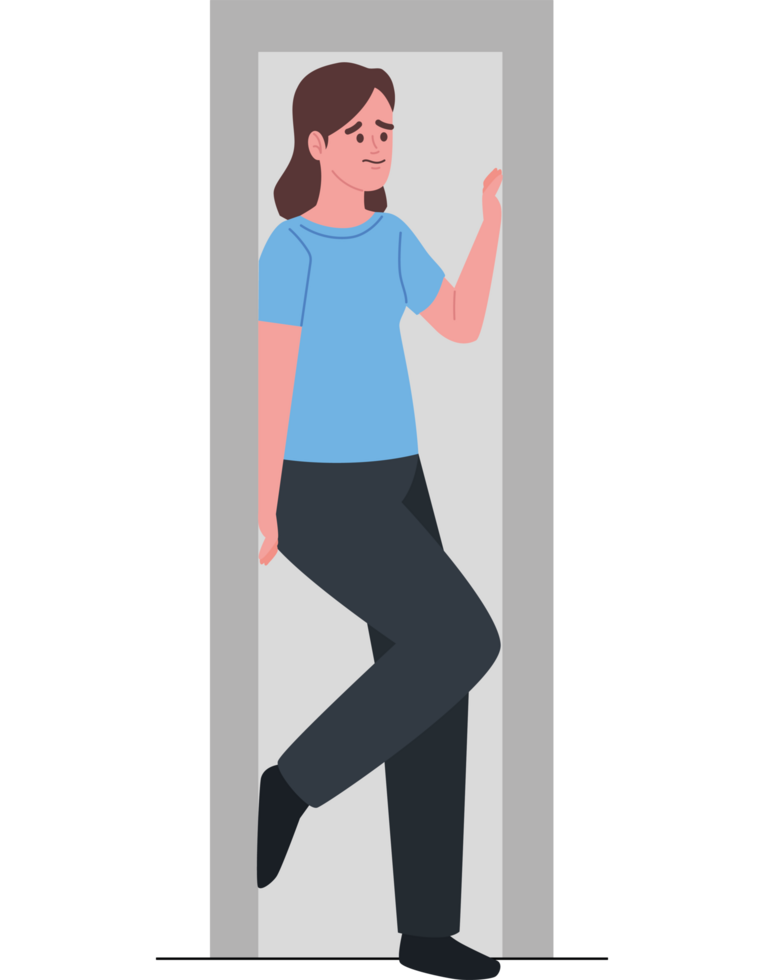 scared woman suffering claustrophobia stress png