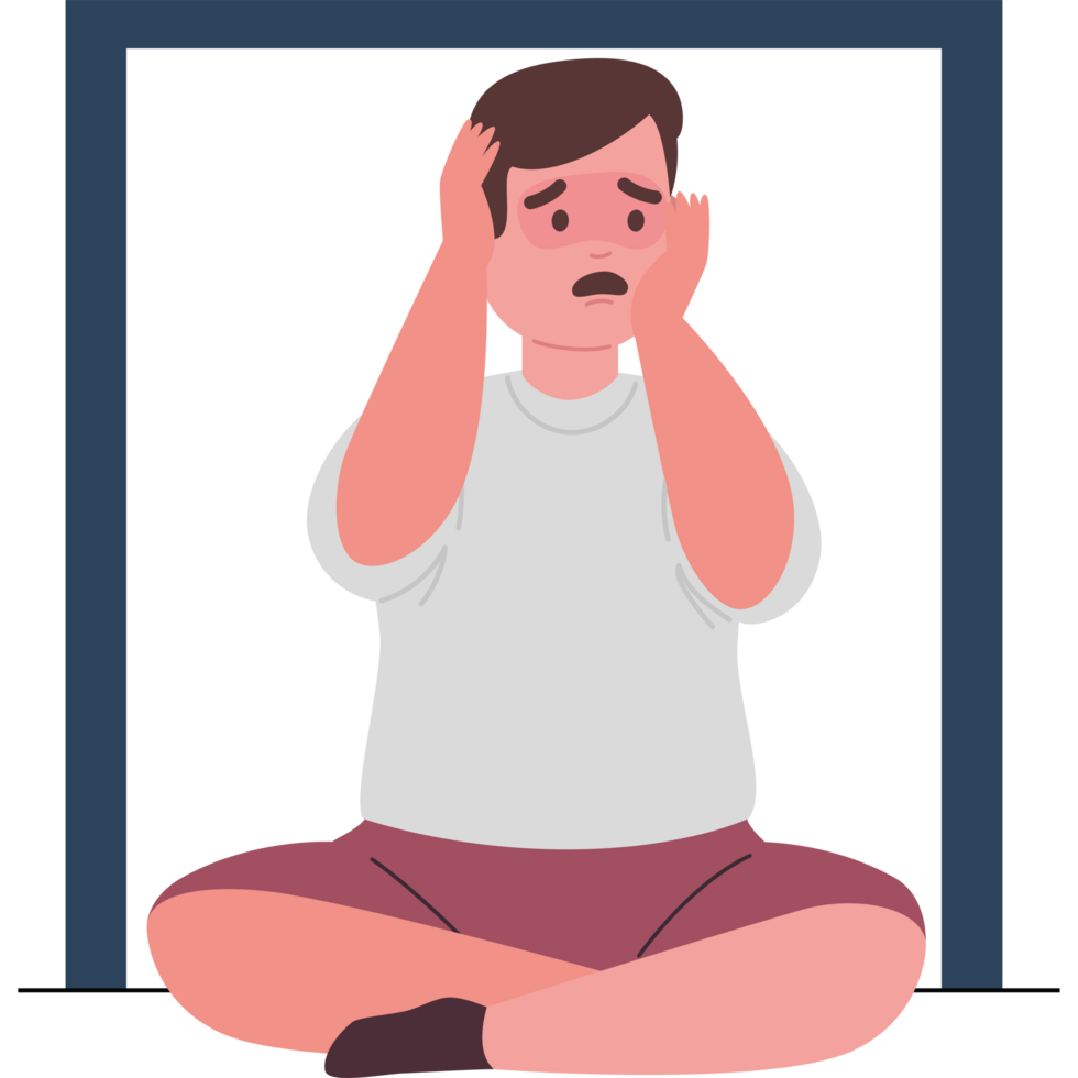 scared man suffering claustrophobia depressed png