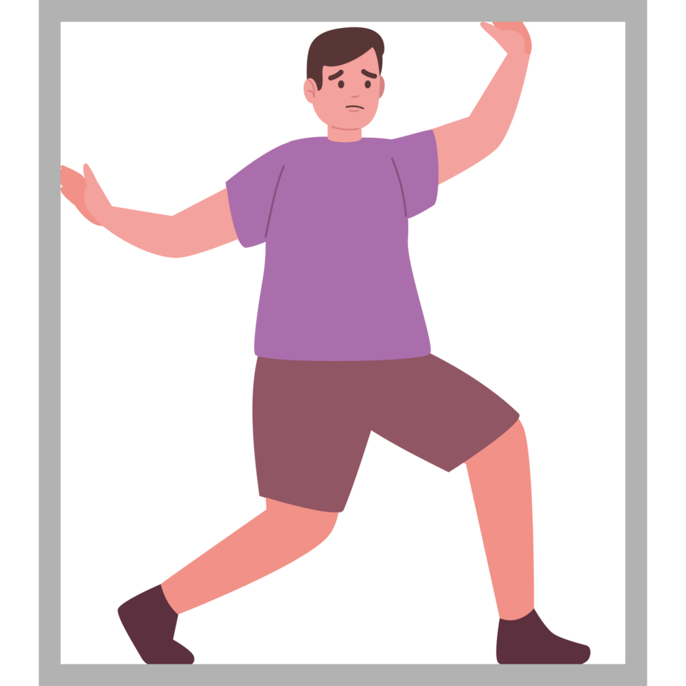 scared man suffering claustrophobia png