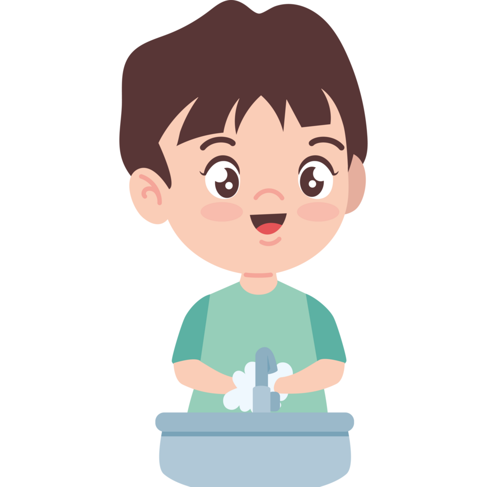 boy washing hands and foam png