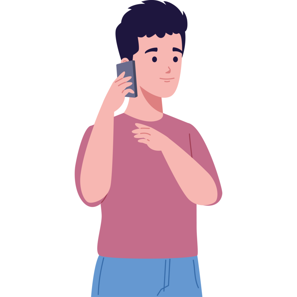 using smartphone man png
