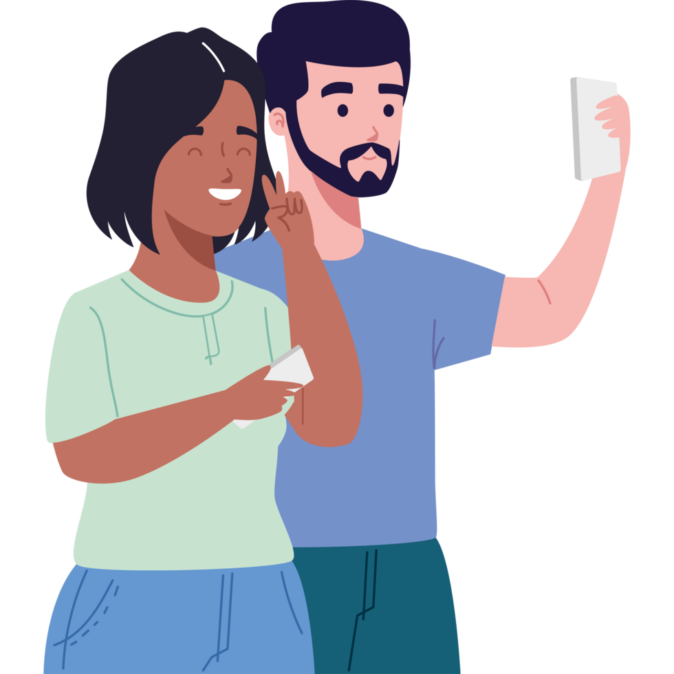 using smartphone woman and man png