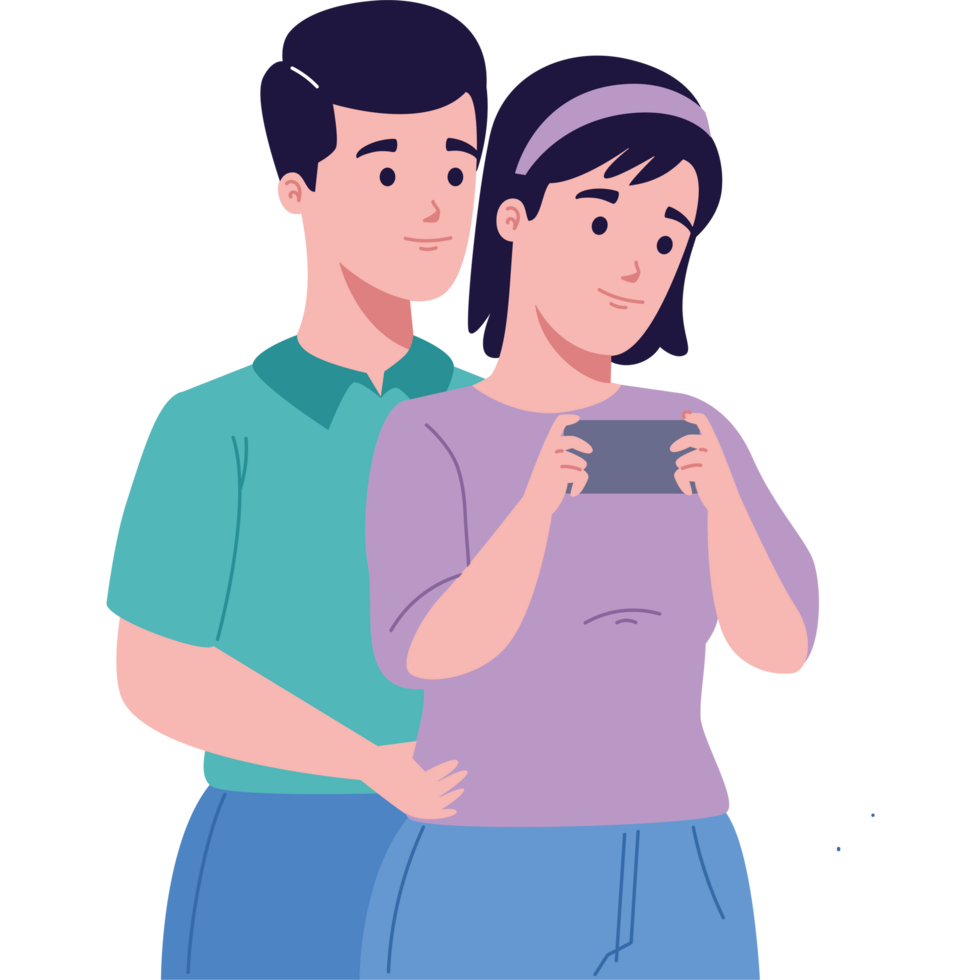using smartphone couple design png