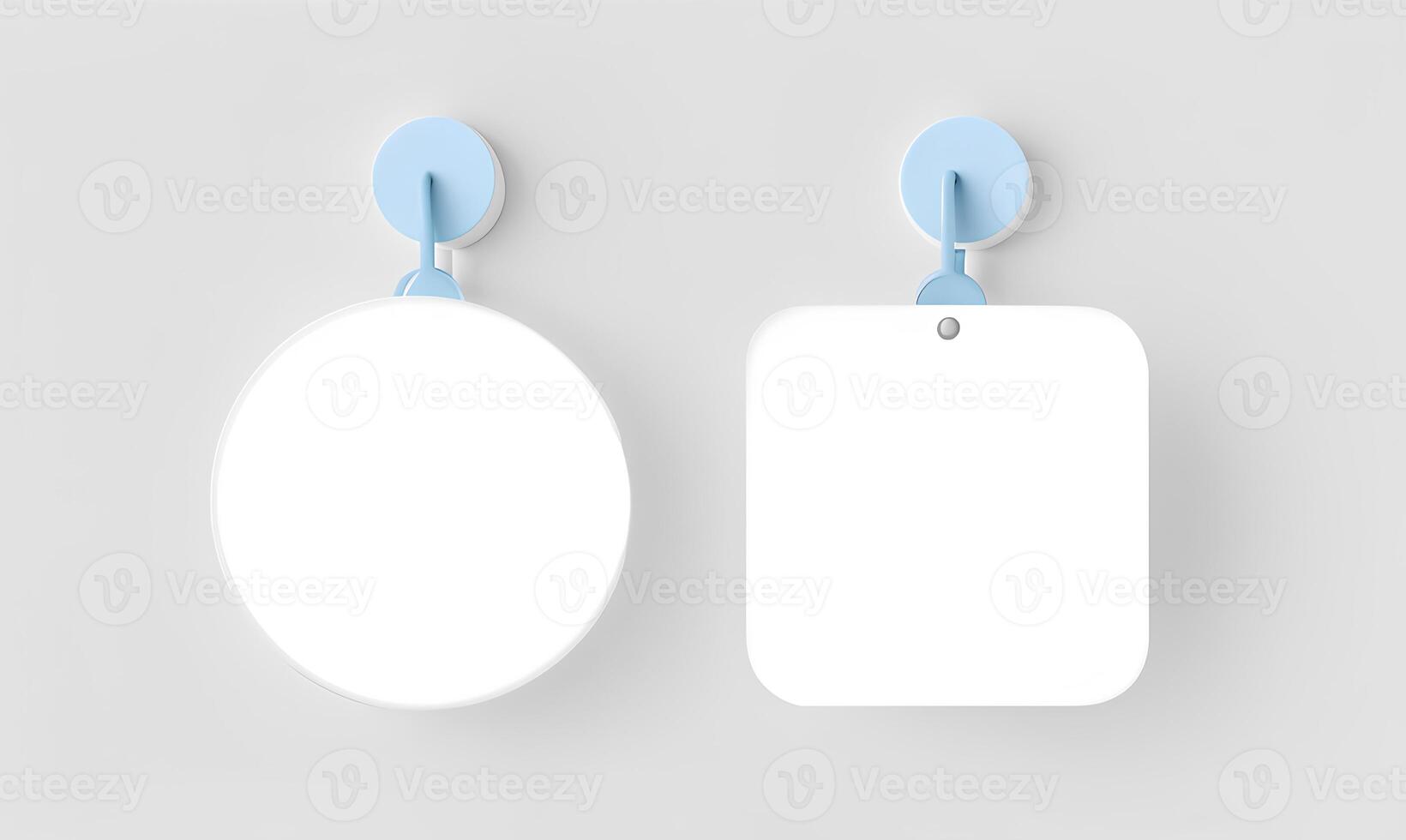 Blank white wobbler hanging on wall mock up, clipping path. photo